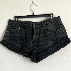 Forever 21 Black Distressed Jean Short Size 28